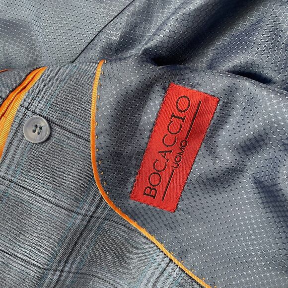 Bocaccio Uomo Suit Blazer Jacket Mens 40L Tartan Plaid Single Breasted Business - Picture 3 of 12